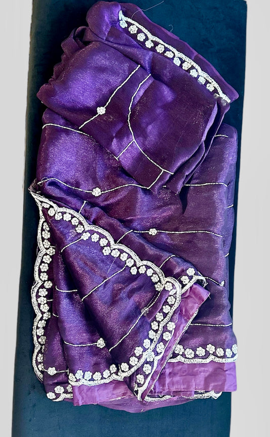Royal Purple Soft Tissue Saree