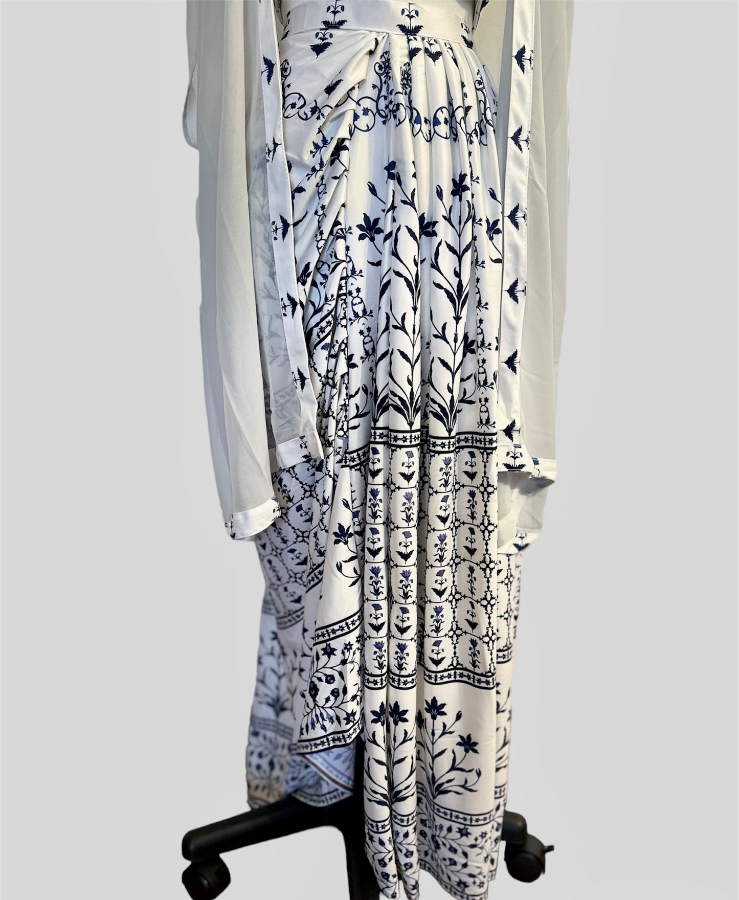 Contemporary Dhoti Skirt and Croptop with Kaftan
