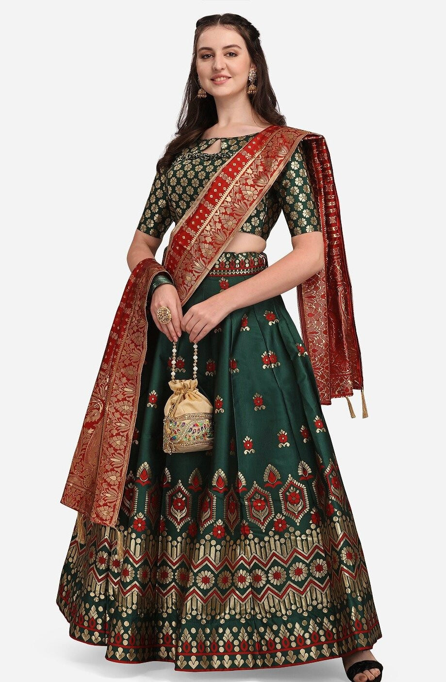 Emerald Banarasi Lehenga