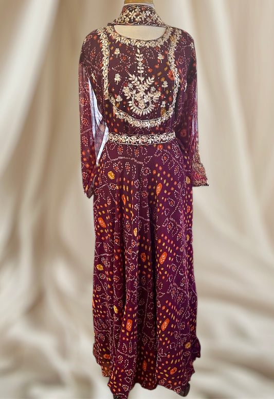 Anaika Bandhani Gown - Purple