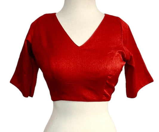 Raw Silk Blouse - Red