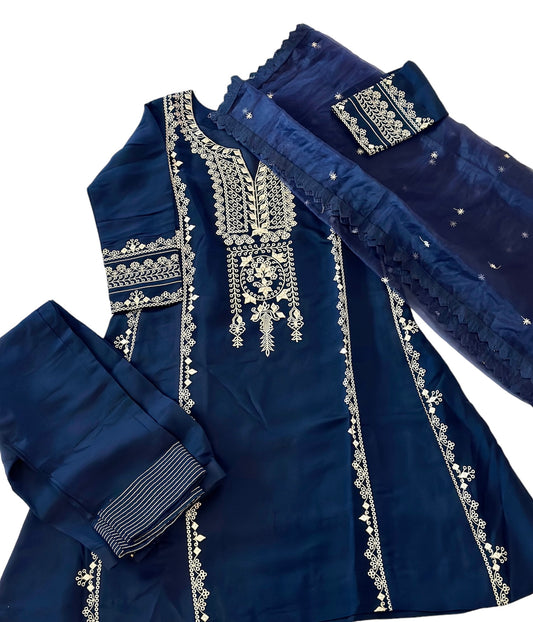 Romani silk suit with organza dupatta