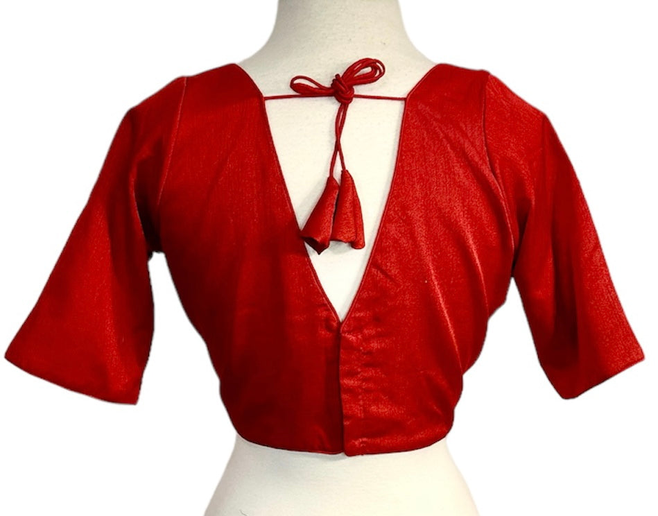 Raw Silk Blouse - Red